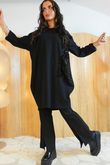 Oscar Maya Sequin Panel Cocoon Tunic Black